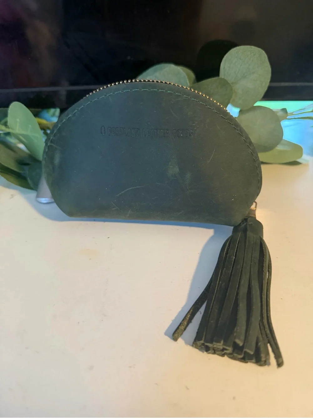 Portland Leather Taco Tassel Pouch in Evergreen Leather